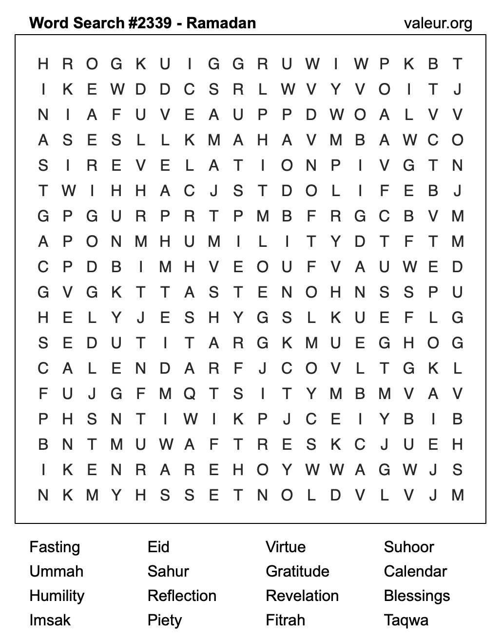 Ramadan Word Search Puzzle #2339