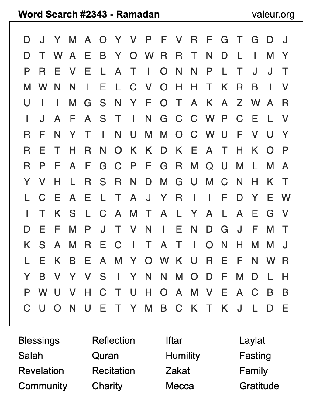 Ramadan Word Search Puzzle #2343