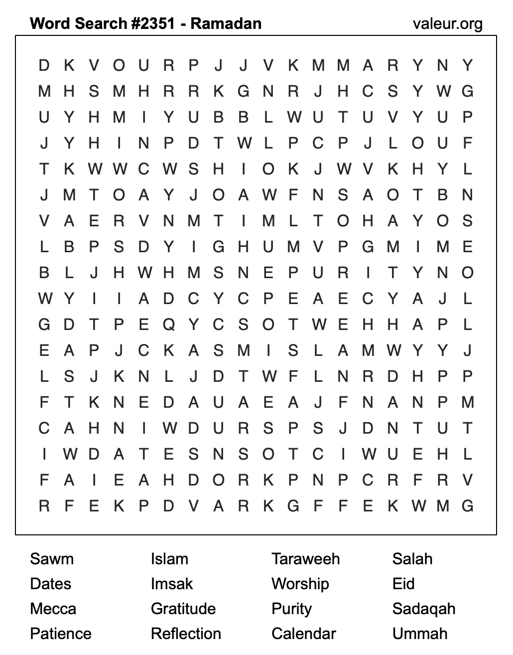 Ramadan Word Search Puzzle #2351