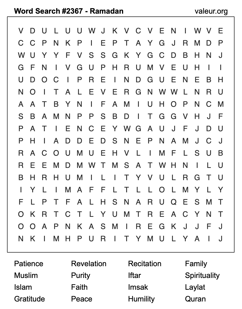 Ramadan Word Search Puzzle #2367