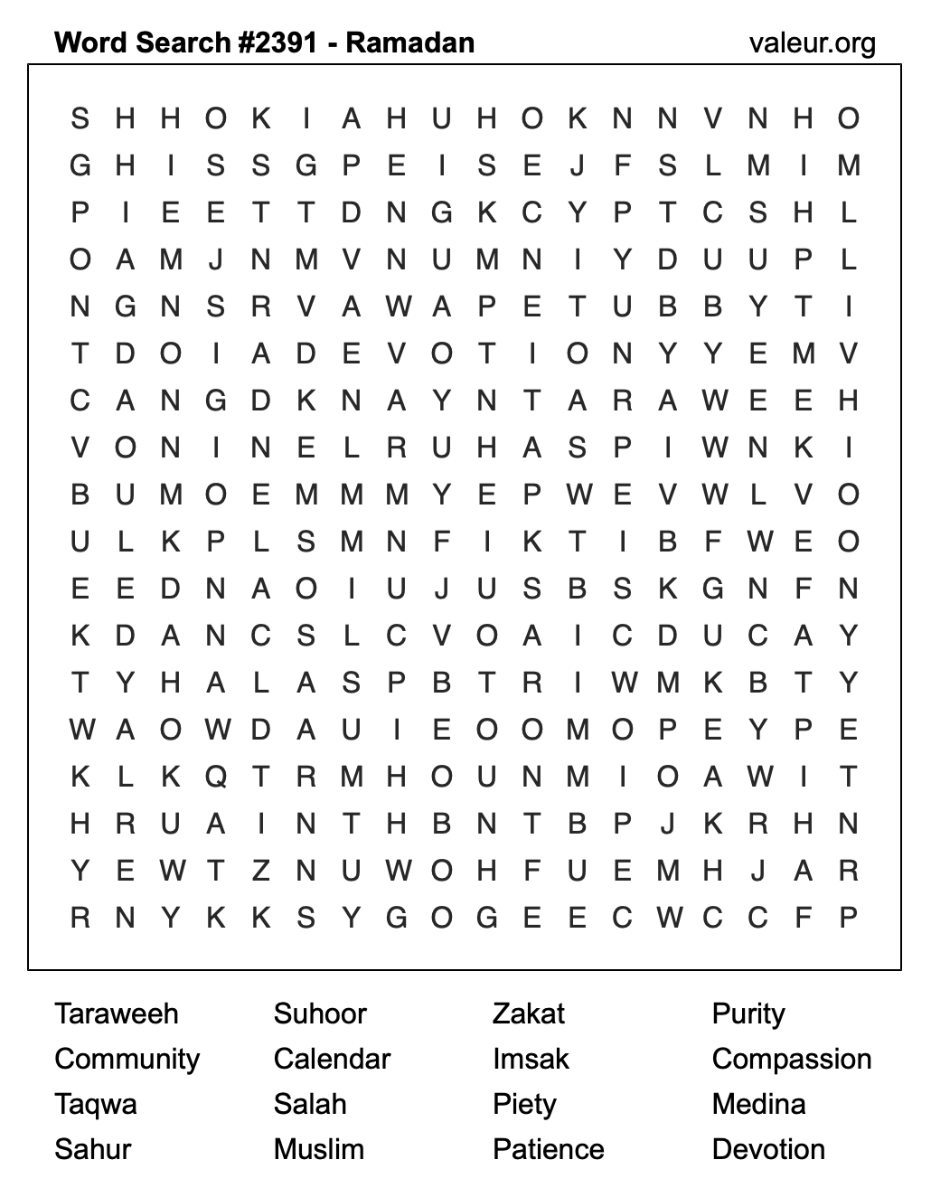 Ramadan Word Search Puzzle #2391