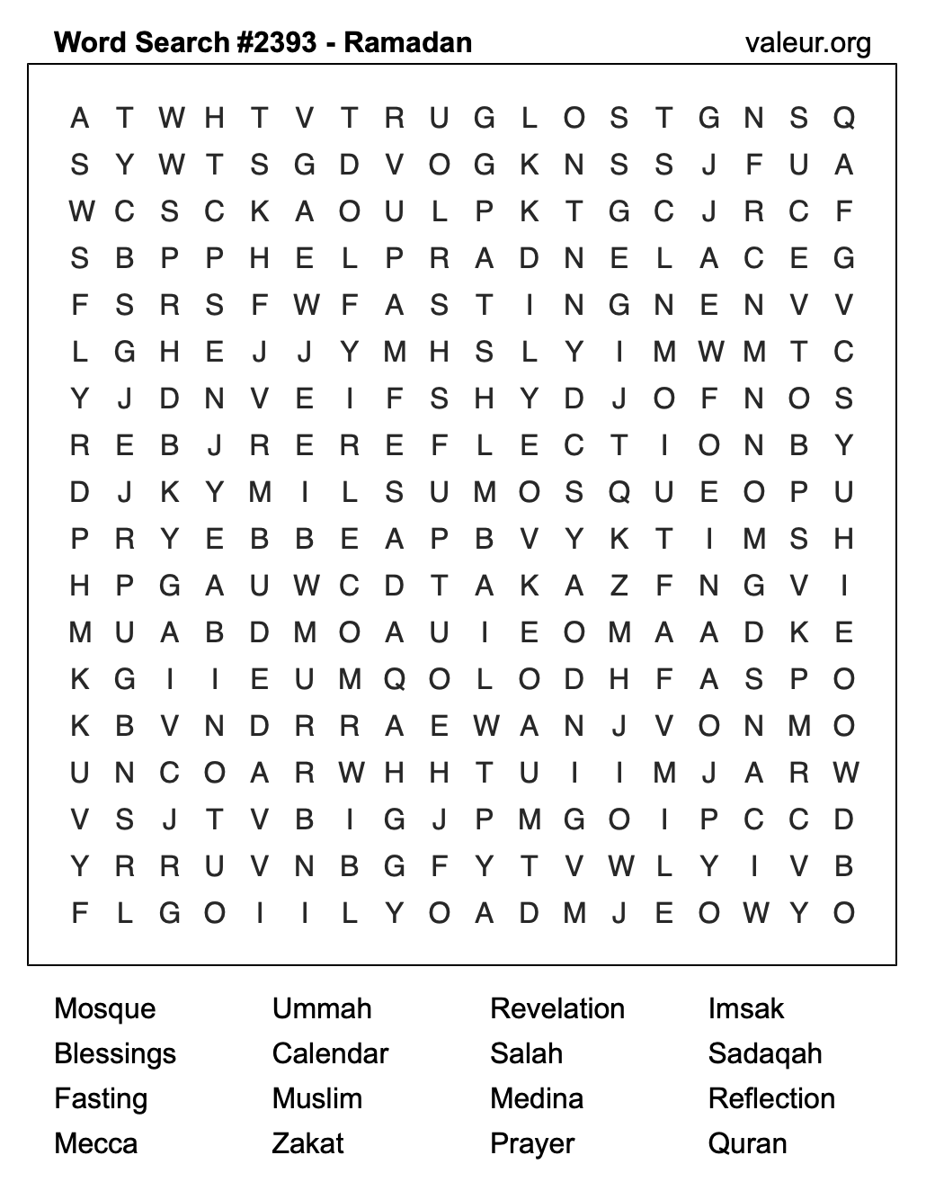 Ramadan Word Search Puzzle #2393