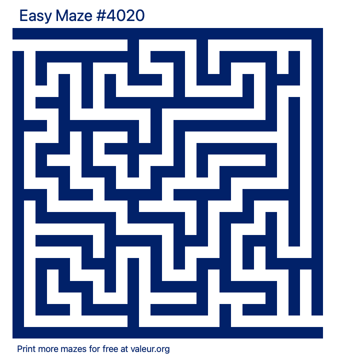 Free Printable Easy Maze number 4020