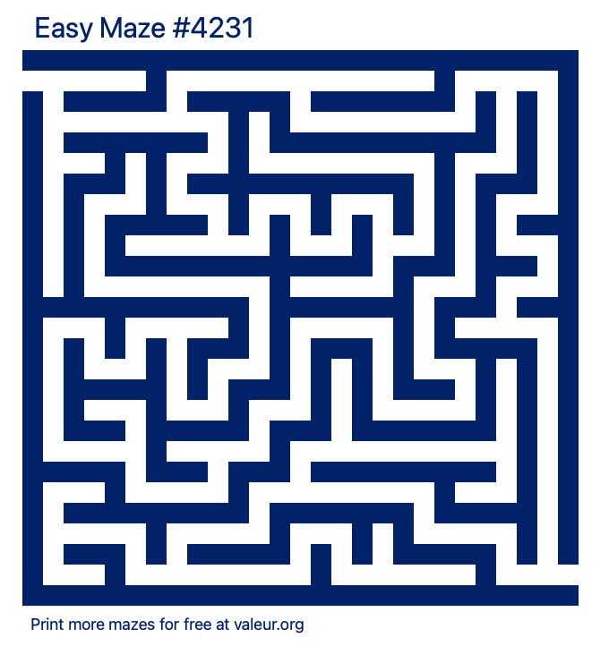 Free Printable Easy Maze number 4231