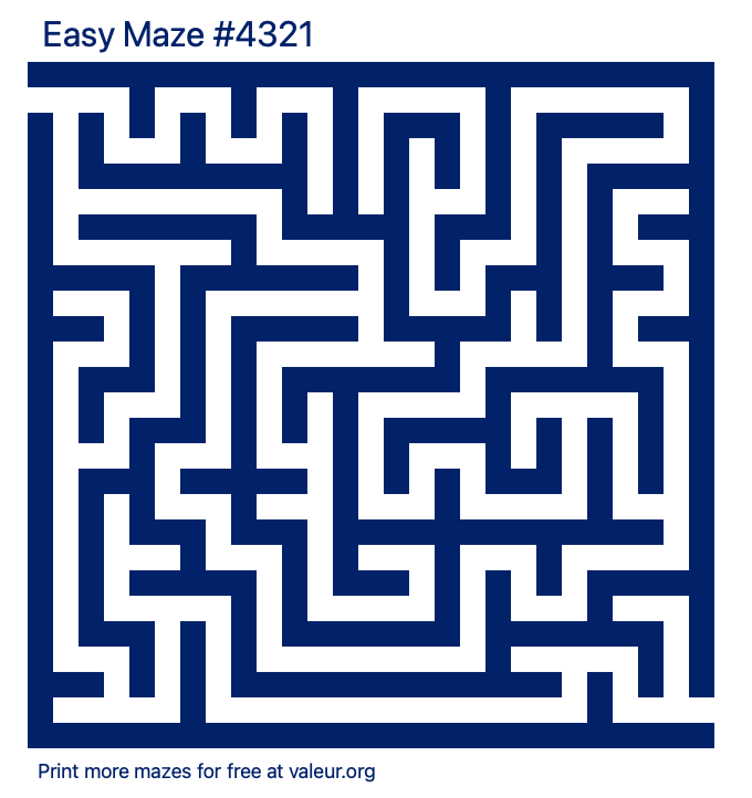 Free Printable Easy Maze number 4321