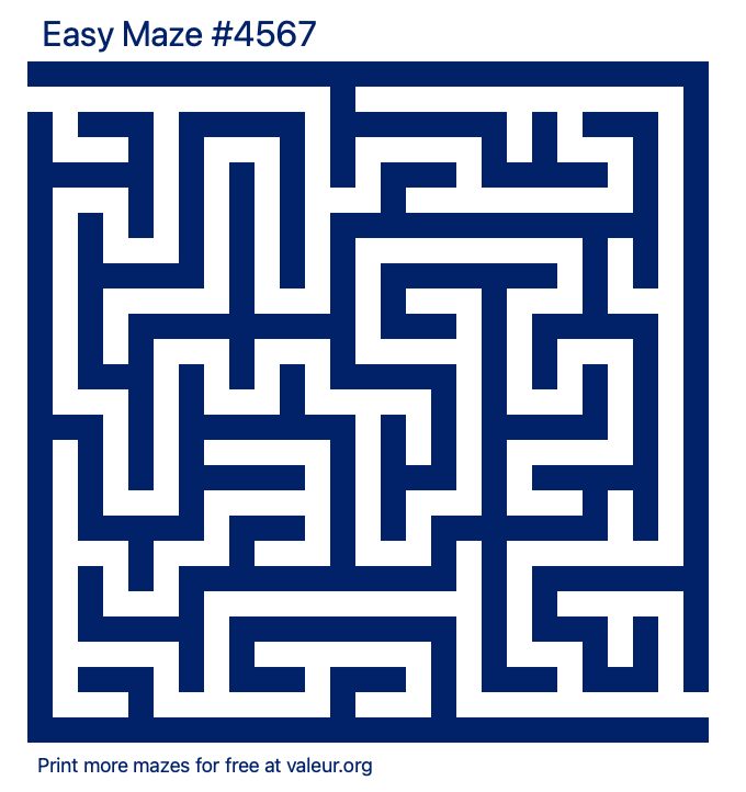 Free Printable Easy Maze number 4567