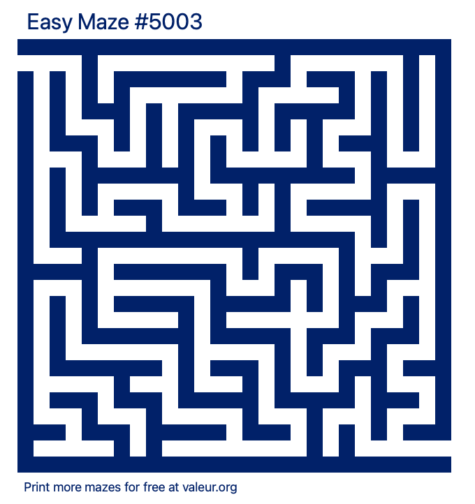 Free Printable Easy Maze number 5003