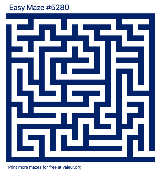 Free Printable Easy Maze number 5280