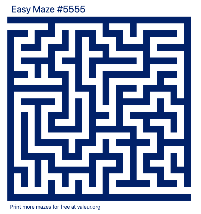 Free Printable Easy Maze number 5555