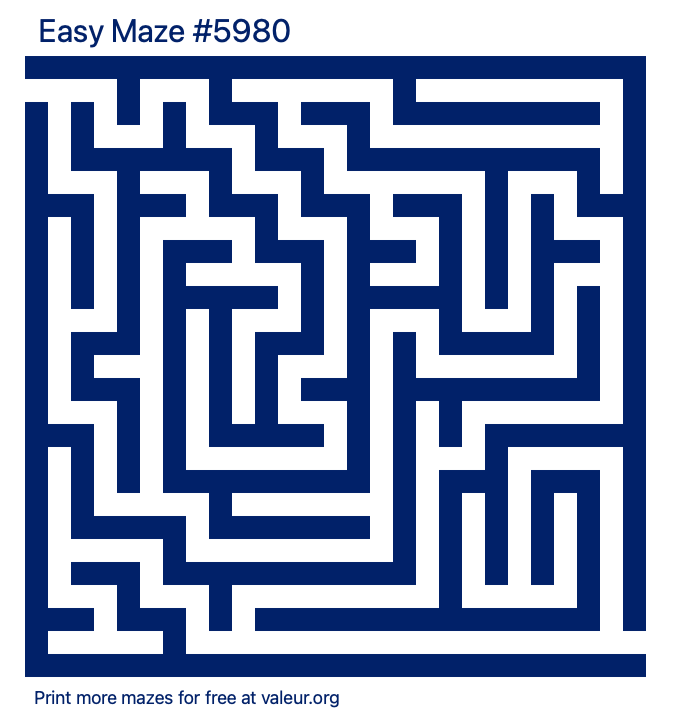 Free Printable Easy Maze number 5980