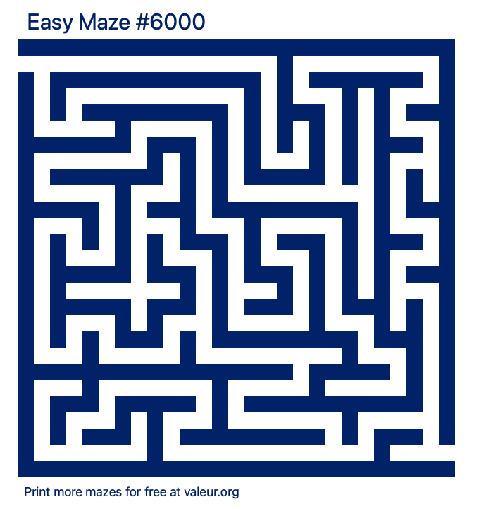 Free Printable Easy Maze number 6000