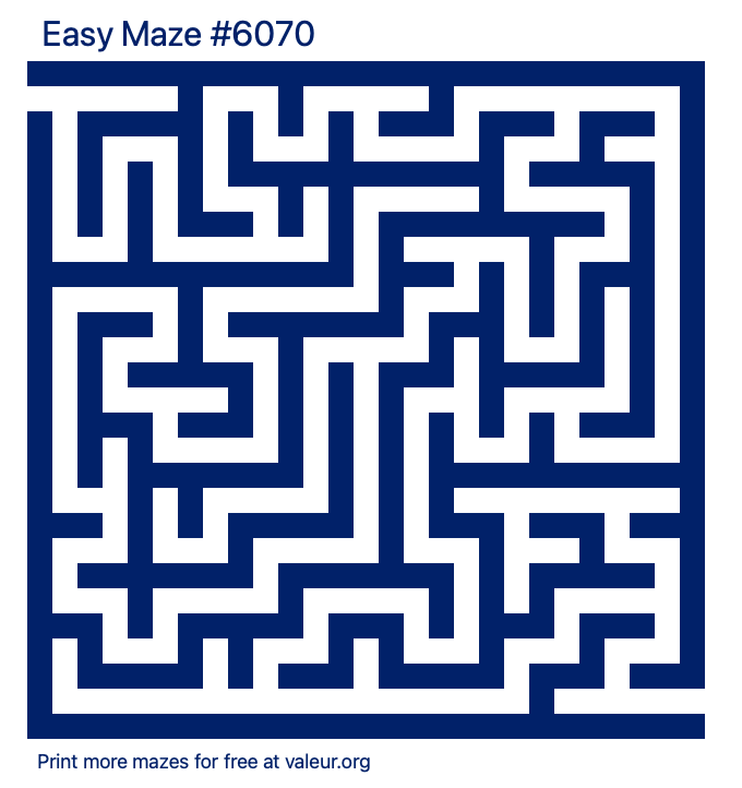 Free Printable Easy Maze number 6070