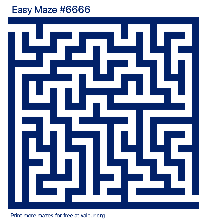 Free Printable Easy Maze number 6666