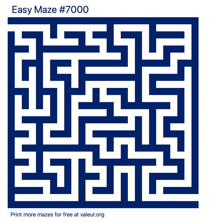 Free Printable Easy Maze number 7000