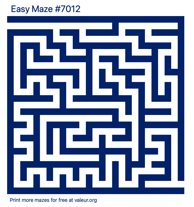 Free Printable Easy Maze number 7012