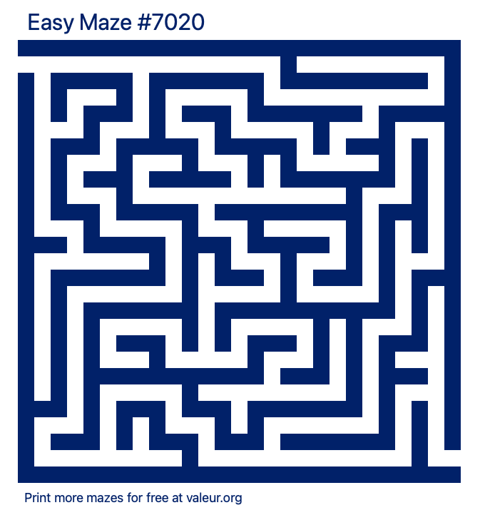 Free Printable Easy Maze number 7020