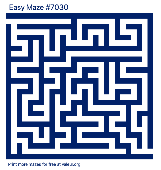 Free Printable Easy Maze number 7030