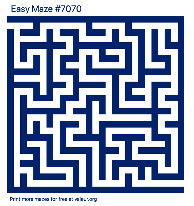 Free Printable Easy Maze number 7070