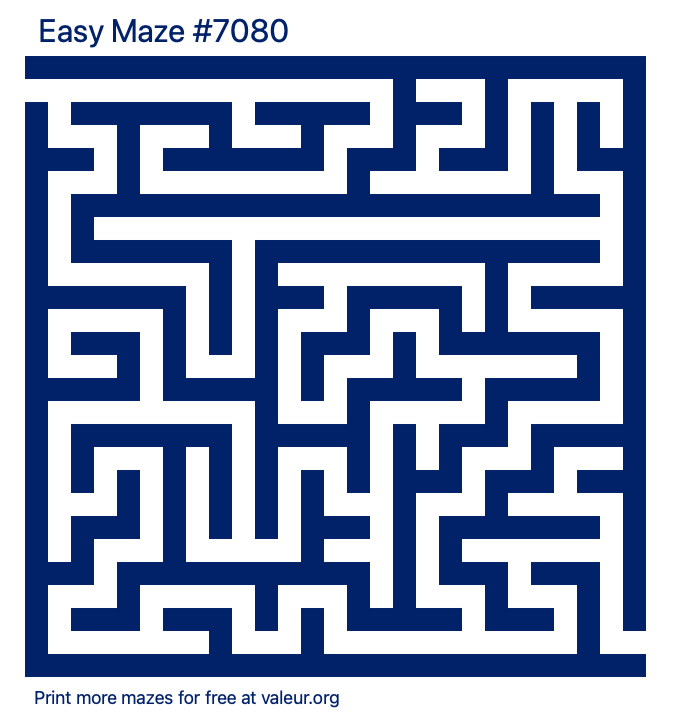 Free Printable Easy Maze number 7080