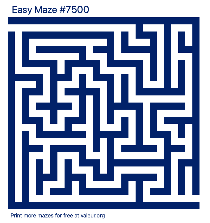 Free Printable Easy Maze number 7500