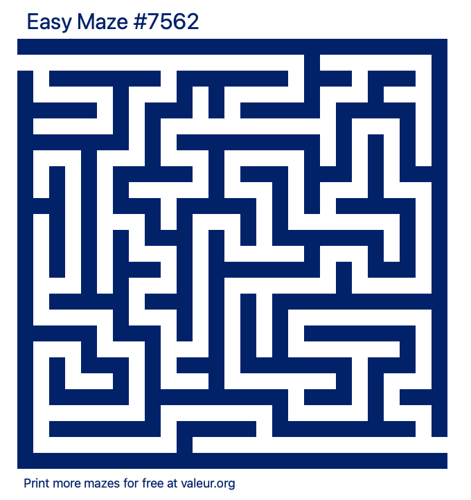 Free Printable Easy Maze number 7562