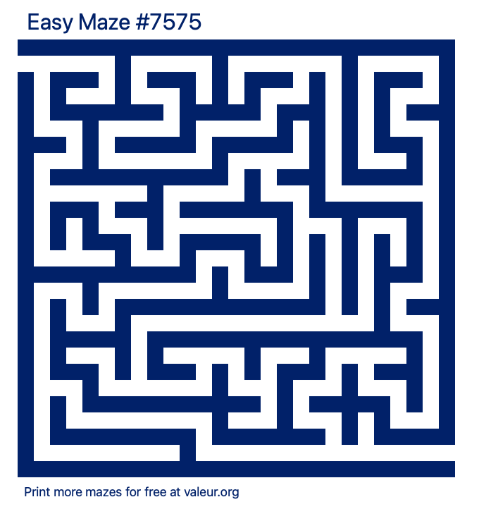 Free Printable Easy Maze number 7575