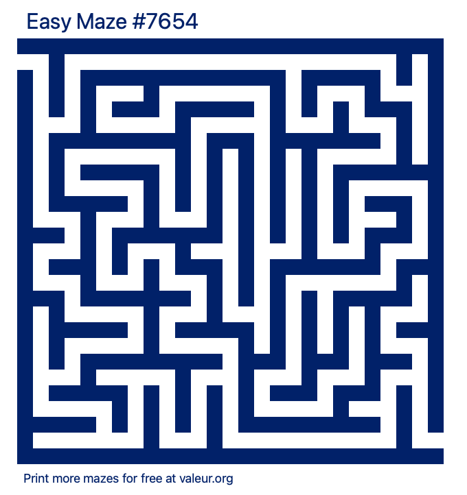 Free Printable Easy Maze number 7654