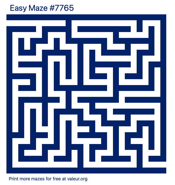 Free Printable Easy Maze number 7765