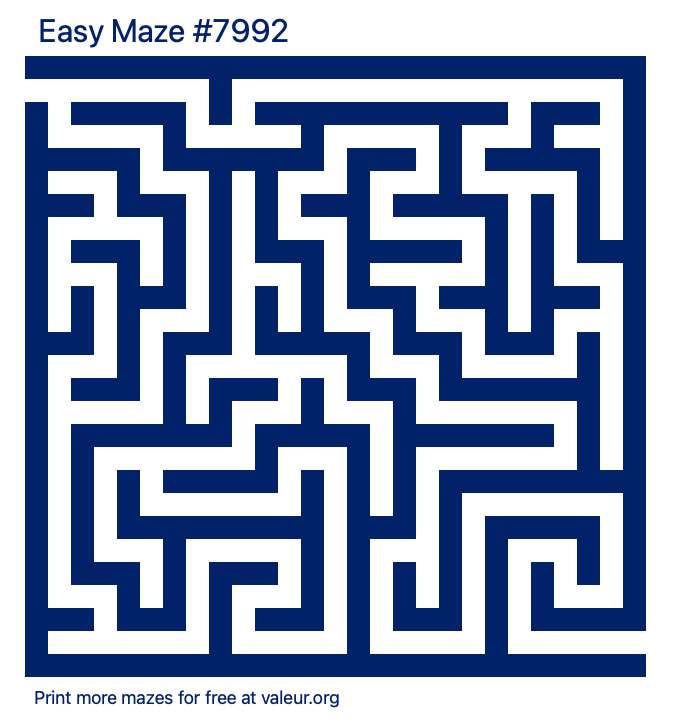 Free Printable Easy Maze number 7992