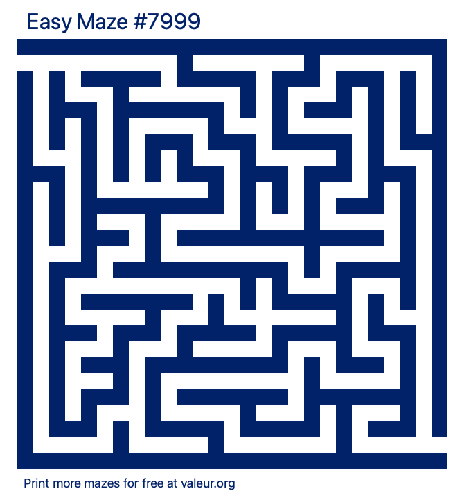 Free Printable Easy Maze number 7999