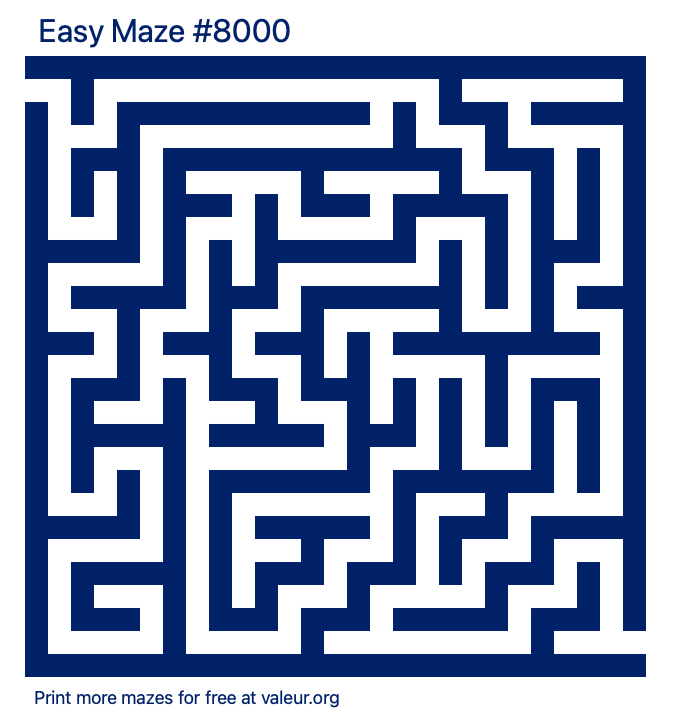 Free Printable Easy Maze number 8000