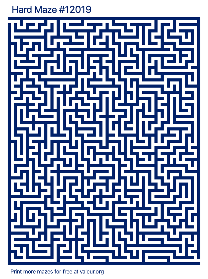 Free Printable Hard Maze number 12019