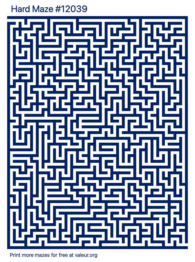 Free Printable Hard Maze number 12039