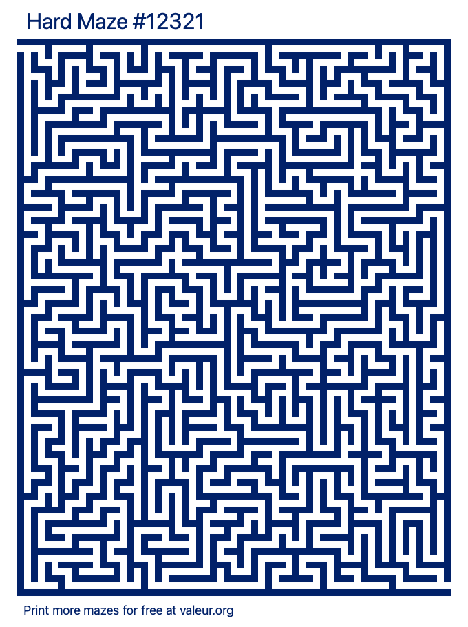 Free Printable Hard Maze number 12321