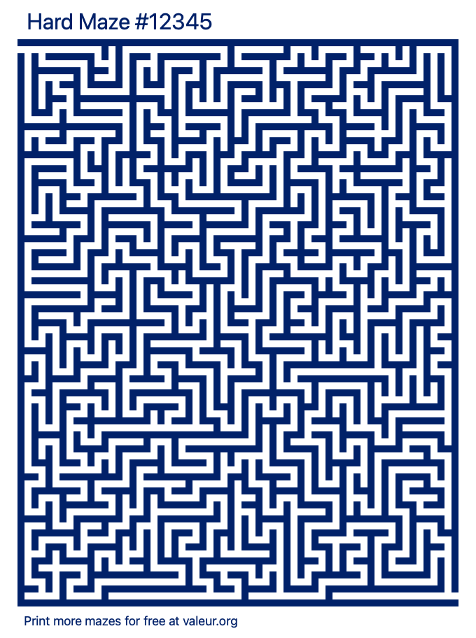 Free Printable Hard Maze number 12345