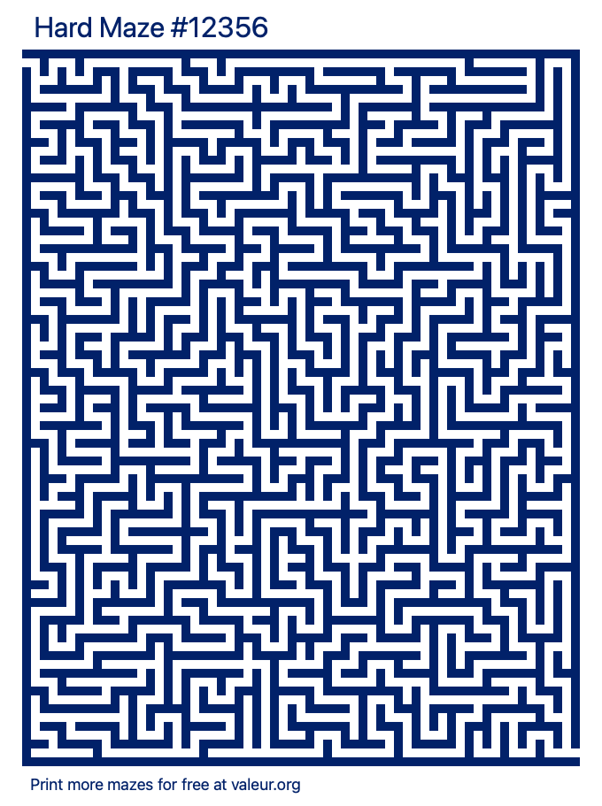 Free Printable Hard Maze number 12356