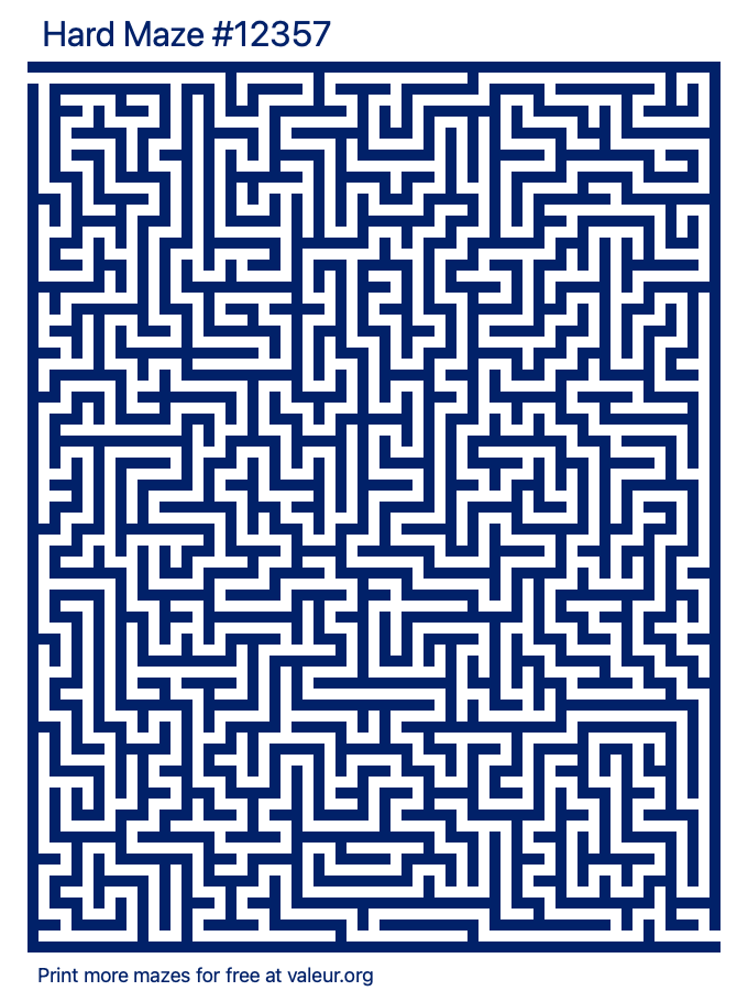 Free Printable Hard Maze number 12357