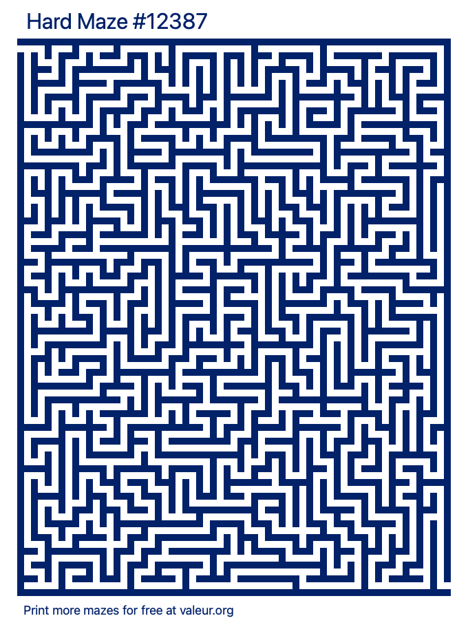 Free Printable Hard Maze number 12387