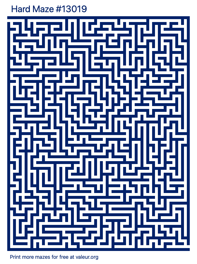 Free Printable Hard Maze number 13019