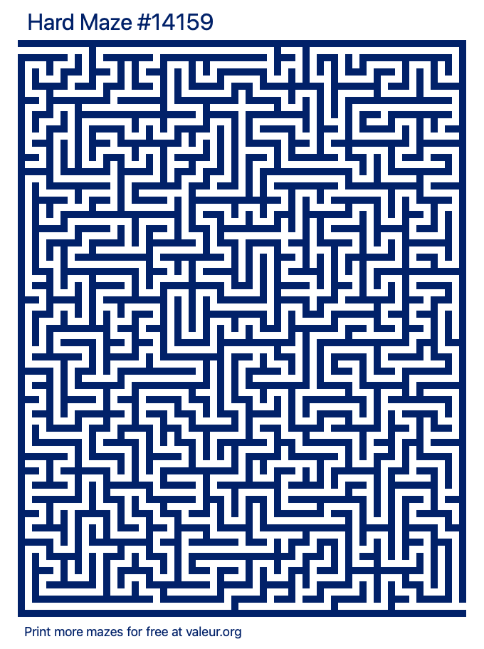 Free Printable Hard Maze number 14159