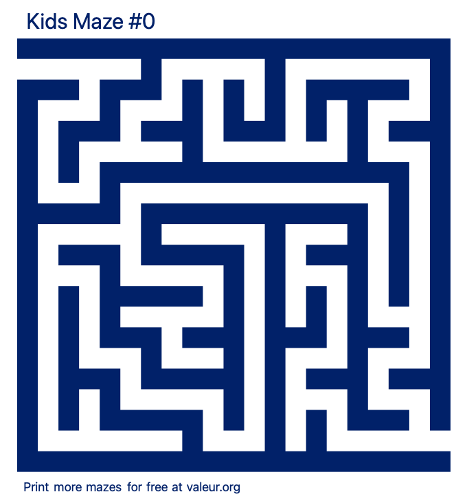 Free Printable Kids Maze number 0