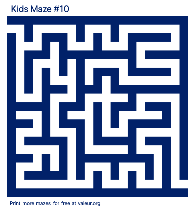 Free Printable Kids Maze number 10