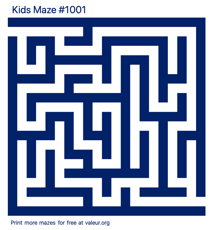 Free Printable Kids Maze number 1001