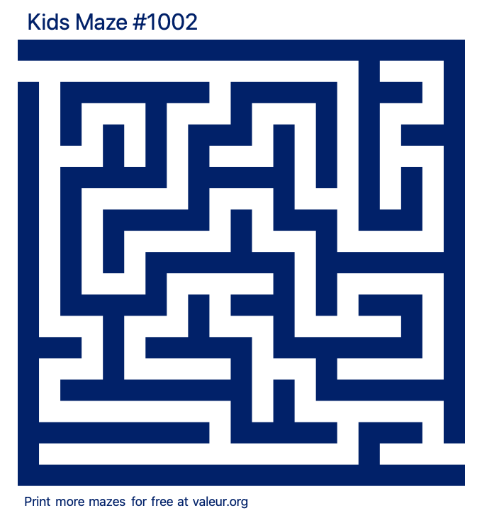 Free Printable Kids Maze number 1002