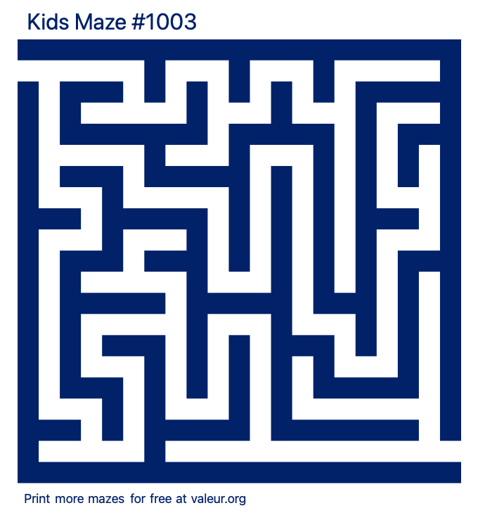 Free Printable Kids Maze number 1003