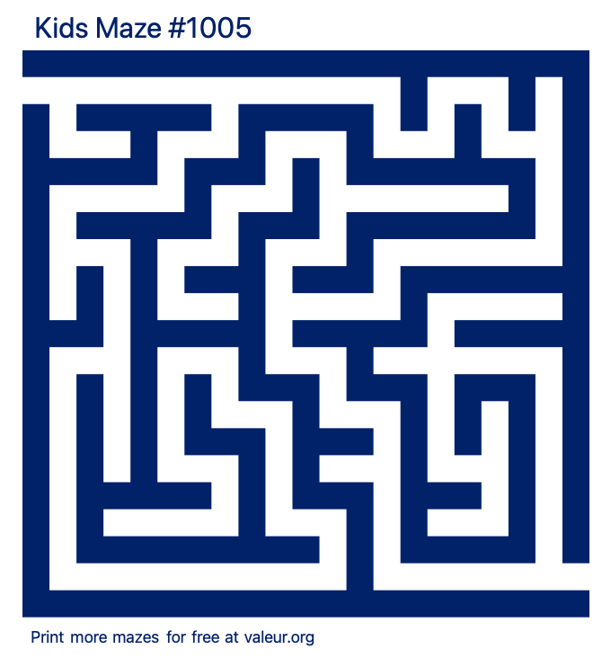 Free Printable Kids Maze number 1005