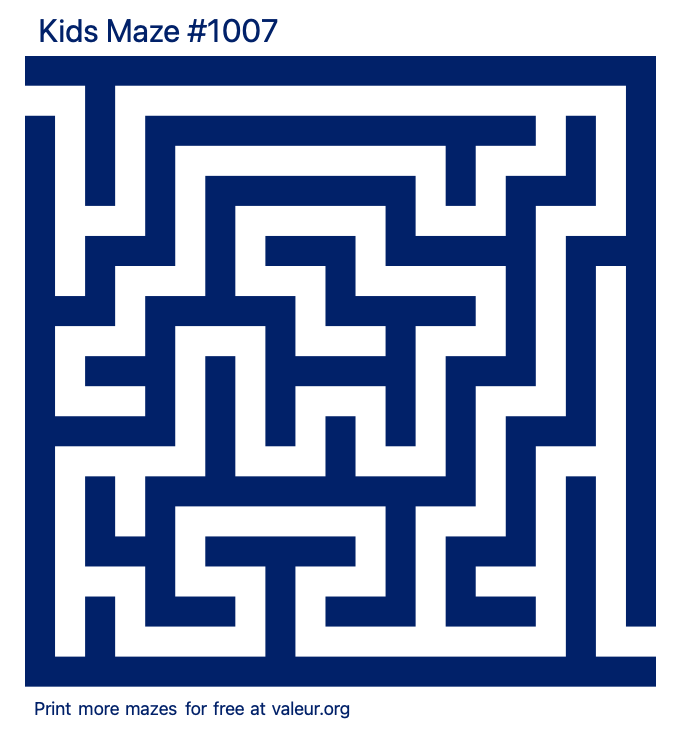 Free Printable Kids Maze number 1007