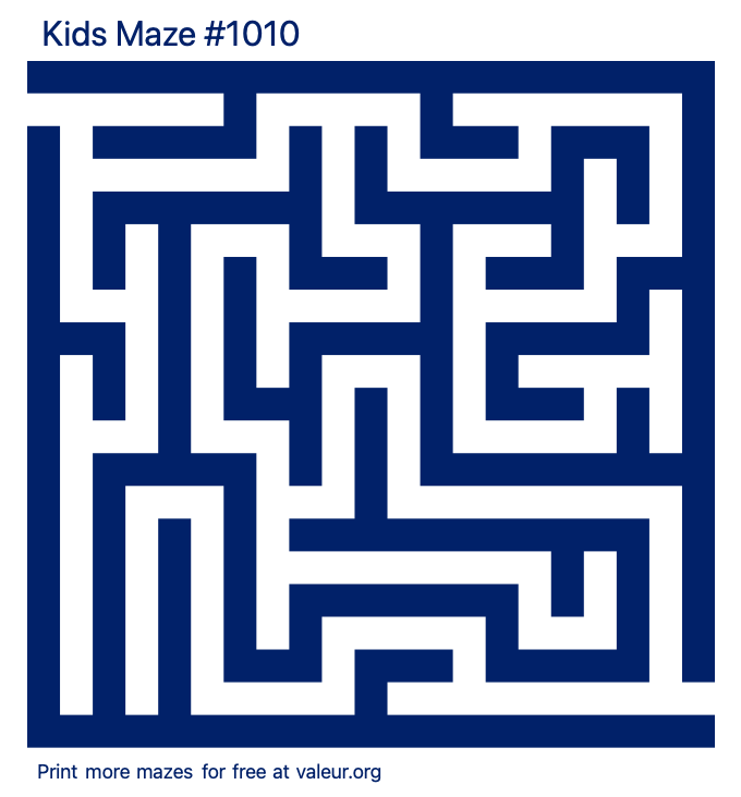 Free Printable Kids Maze number 1010