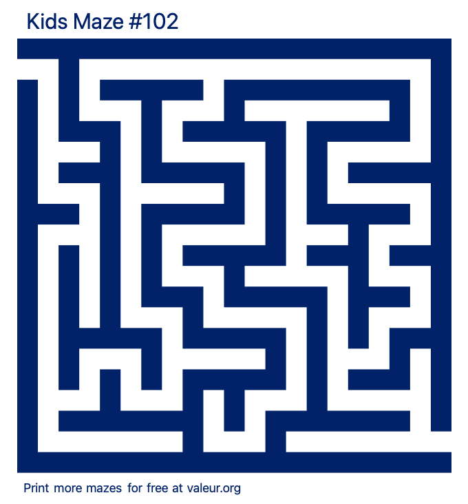 Free Printable Kids Maze number 102