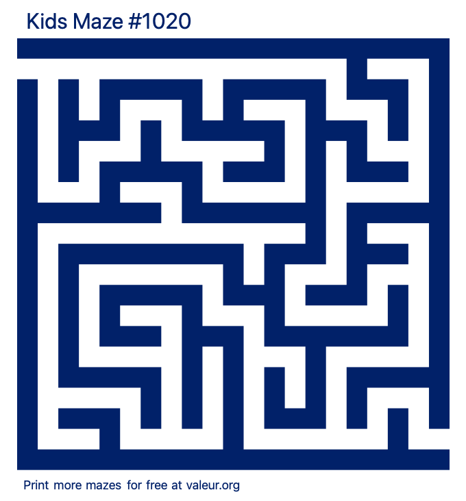 Free Printable Kids Maze number 1020